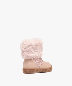 bottes bebe fille a col peluche et semelle epaisse rainuree details pailletes rose standard bottes et chaussures montantesF461401_4