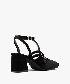 escarpins femme a talon carre et en velours avec triple brides noir standard escarpins talon carreF461701_4