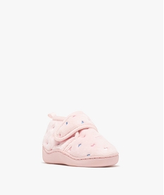 chaussons bottillons en velours avec motifs coeurs brodes bebe fille rose standardF465301_2