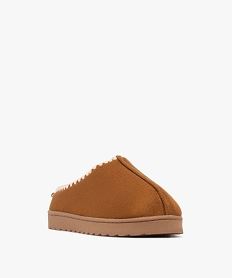 chaussons mules avec doublure peluche femme brunF465501_2