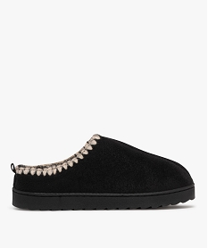 GEMO Chaussons mules avec doublure peluche femme noir vif