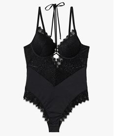 body en dentelle et microfibre avec armatures et bonnets coques femme noirF467201_4