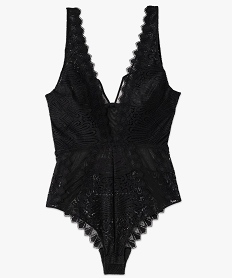 body en dentelle et tulle sans armatures femme noirF467301_4
