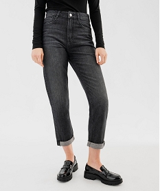 GEMO Jean mom avec strass sur les hanches femme Noir