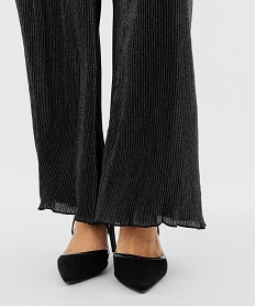 pantalon large et fluide en maille plissee et pailletee femme gris pantalonsF468601_2