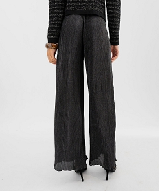 pantalon large et fluide en maille plissee et pailletee femme gris pantalonsF468601_3