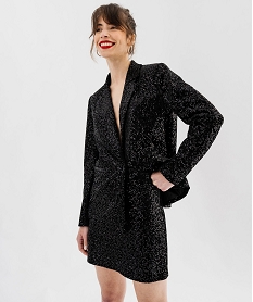 jupe courte en velours avec sequins brodes femme noirF468701_1