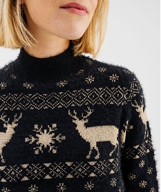 pull de noel paillete en maille poilue femme noir pullsF469201_2