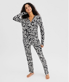 GEMO Pyjama deux pièces femme : chemise et pantalon Noir