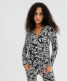 pyjama deux pieces femme   chemise et pantalon noir pyjamas ensembles vestesF470201_2