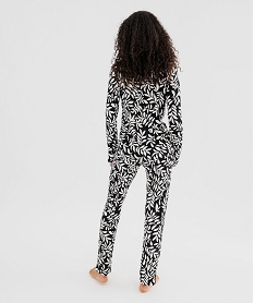 pyjama deux pieces femme   chemise et pantalon noir pyjamas ensembles vestesF470201_3