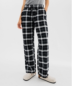 GEMO Pantalon de pyjama à carreaux en cotonviscose femme Noir