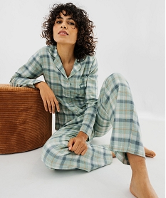 GEMO Pyjama à carreaux 2 pièces dans sa pochette femme Vert