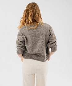 gilet en maille pailletee coupe courte femme brun giletsF476801_3