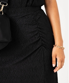jupe droite en maille froissee longueur midi femme noir jupesF476901_2