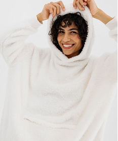 cape hoodie et coussin 2-en-1 en maille peluche femme blanc nuisettes chemises de nuitF479701_2