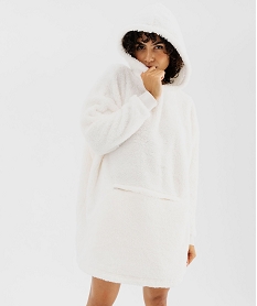 cape hoodie et coussin 2-en-1 en maille peluche femme blanc nuisettes chemises de nuitF479701_4