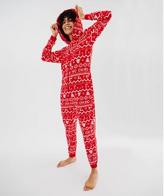 combinaison pyjama de noel en velours a capuche femme rouge pyjamas ensembles vestesF480101_2