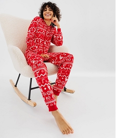 combinaison pyjama de noel en velours a capuche femme rouge pyjamas ensembles vestesF480101_4