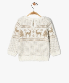 pull de noel en maille duveteuse et pailletee bebe fille beige pullsF480901_3