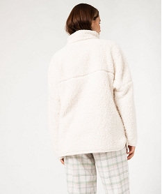 veste dinterieur en sherpa forme sweat a col montant zippe femme blanc pyjamas ensembles vestesF481701_3