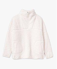 veste dinterieur en sherpa forme sweat a col montant zippe femme blanc pyjamas ensembles vestesF481701_4