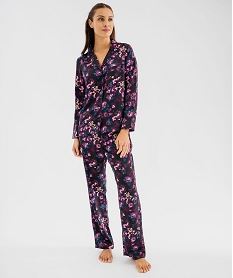pyjama 2 pieces en satin femme violet pyjamas ensembles vestesF481801_2