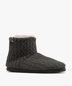 chaussons bottillons en maille torsadee doubles peluche homme grisF484001_2