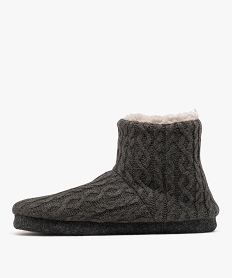 chaussons bottillons en maille torsadee doubles peluche homme grisF484001_3