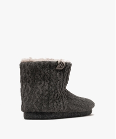 chaussons bottillons en maille torsadee doubles peluche homme grisF484001_4