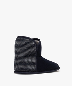 chaussons boots en velours et tricot homme bleu standardF484101_4