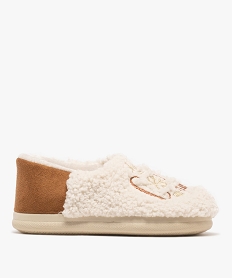 GEMO Chaussons enveloppants en sherpa avec broderie scintillante femme Beige