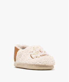 chaussons enveloppants en sherpa avec broderie scintillante femme beigeF484201_2