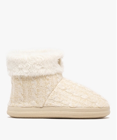 GEMO Chaussons bottillons en maille torsadée pailletée femme Beige