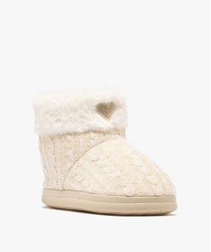 chaussons bottillons en maille torsadee pailletee femme beigeF484401_2