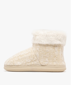 chaussons bottillons en maille torsadee pailletee femme beigeF484401_3