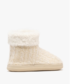chaussons bottillons en maille torsadee pailletee femme beigeF484401_4