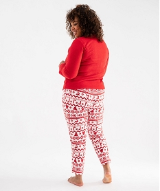 pyjama de noel en polaire imprimee femme grande taille rouge pyjamas ensembles vestesF484901_4