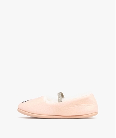 chaussons fille ballerines avec dessus en velours imprime panda et bride pailletee multicoloreF485001_3