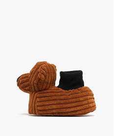 chaussons garcon en volume ours en velours cotele avec col chaussette marron chineF485101_3