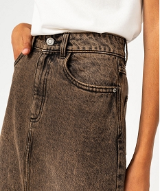jupe en jean longue fendue femme brun jupes en jeanF485201_2