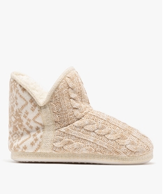 GEMO Chaussons bottillons en lainage doublés sherpa femme beige standard