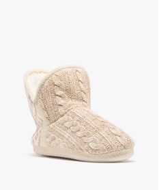 chaussons bottillons en lainage doubles sherpa femme beige standardF486901_2