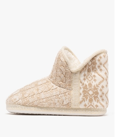 chaussons bottillons en lainage doubles sherpa femme beige standardF486901_3