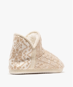 chaussons bottillons en lainage doubles sherpa femme beige standardF486901_4