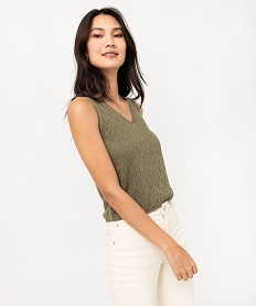 GEMO Débardeur en maille ajourée femme blanc chine