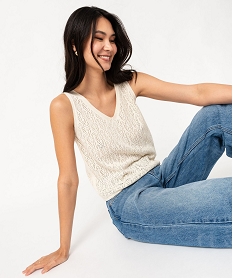 GEMO Débardeur en maille ajourée femme vert standard