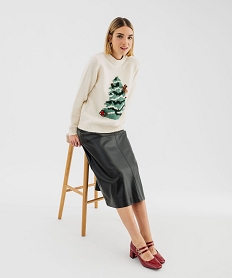 pull de noel avec motifs en relief femme beige pullsF493601_4