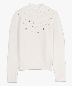pull en laine a strass et perles femme beige pullsF493701_4