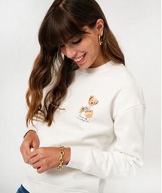 sweat molletonne avec motif poitrine femme - lulucastagnette beige sweatsF495601_2